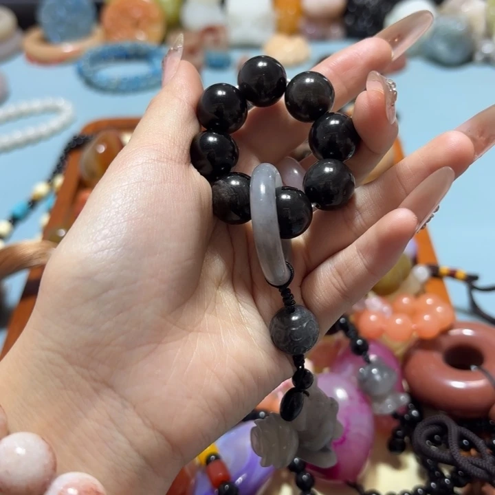 流***水石英岩玉合金手链