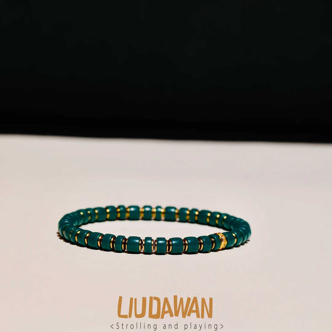 合金手链 YUBOWENWAN/老油绿高瓷手串5.5Mm