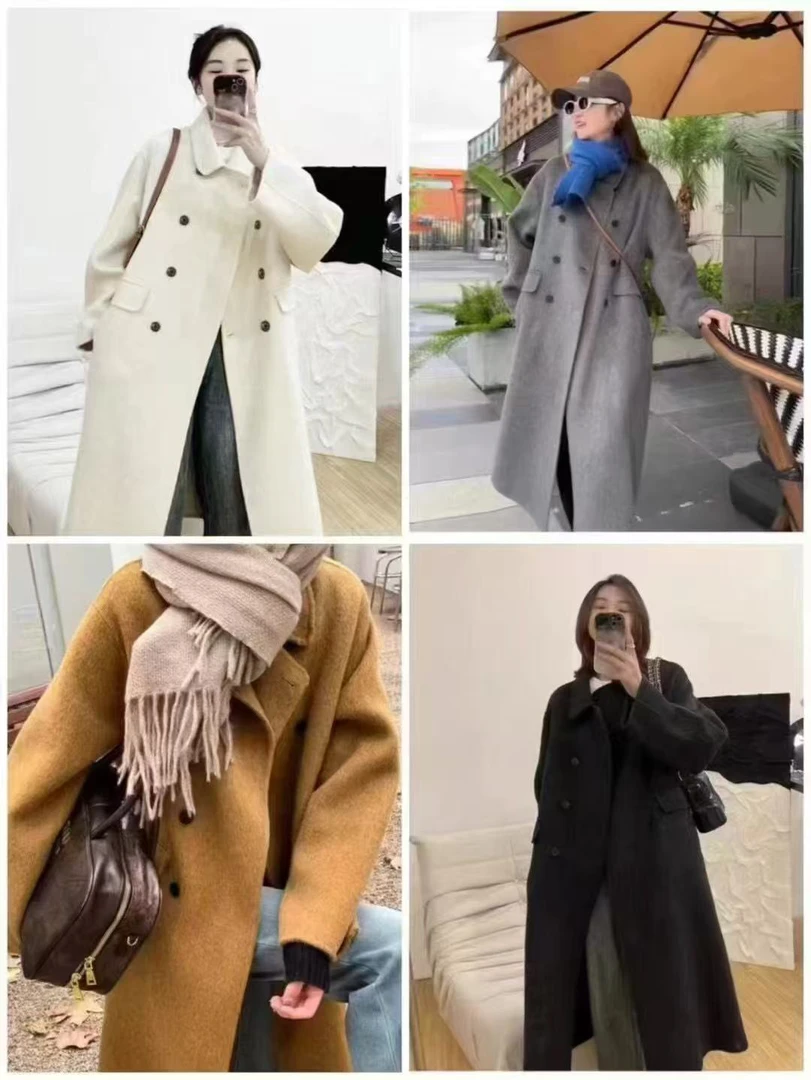 蜜娜贝尓 2609秋冬羊毛大衣女长款