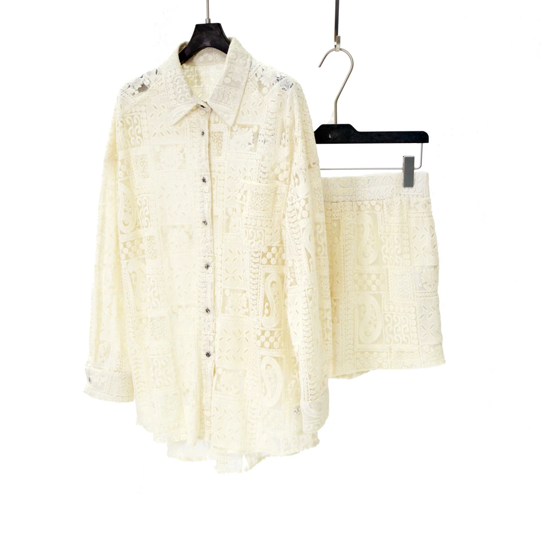 棋盘格刺绣微透套装（0018）W2025SY112TZ