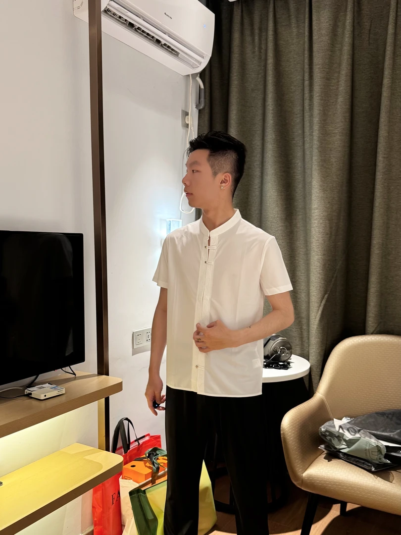 NP夏季正肩T恤上衣新中式国风刺绣基础款提花修身百搭衬衫短袖