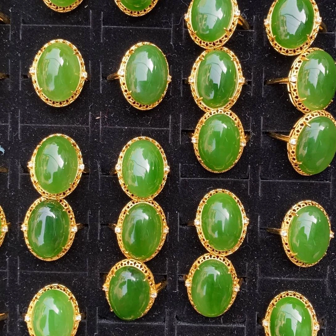 和田玉戒指银S925镶嵌多样性发货 拍一发一