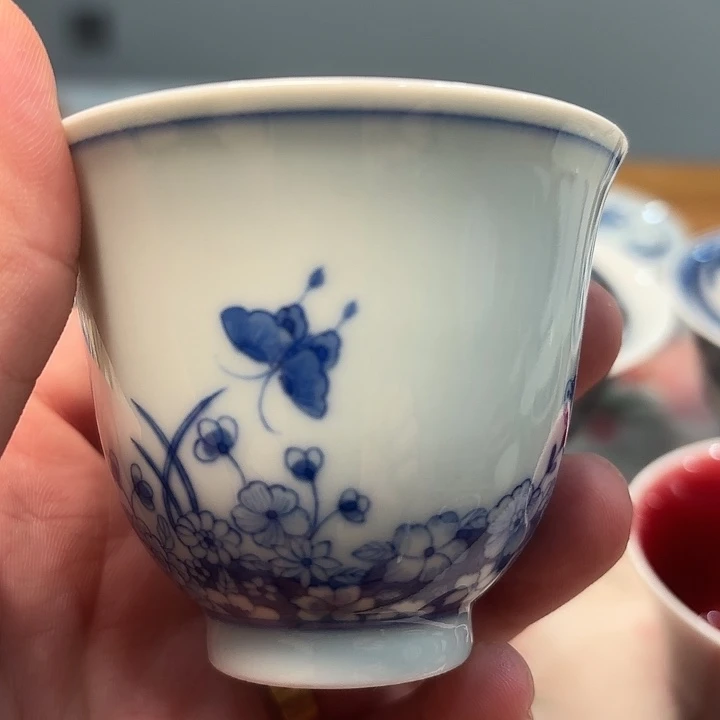 瓷片手工手绘高温烧制铃铛杯