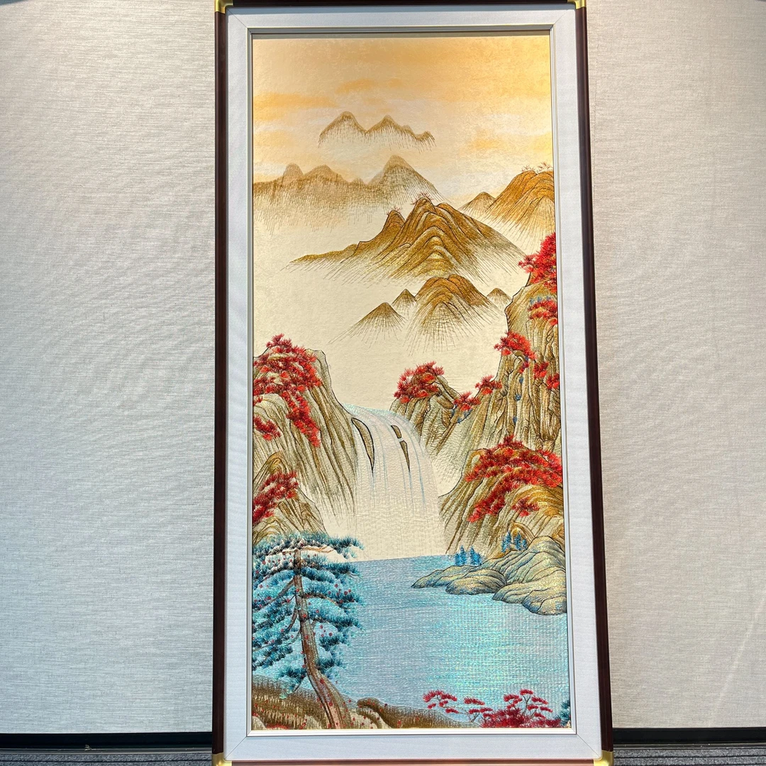 2025鸿运当头织锦绣玄关装饰画刺绣挂画现代简约新中式走廊过道画