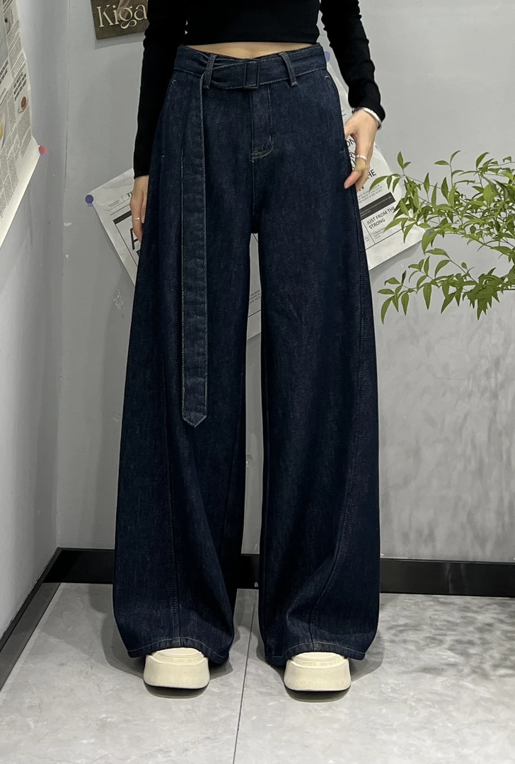 0103-23 女款百搭复合绒阔腿裤牛仔裤  ZFC 17090