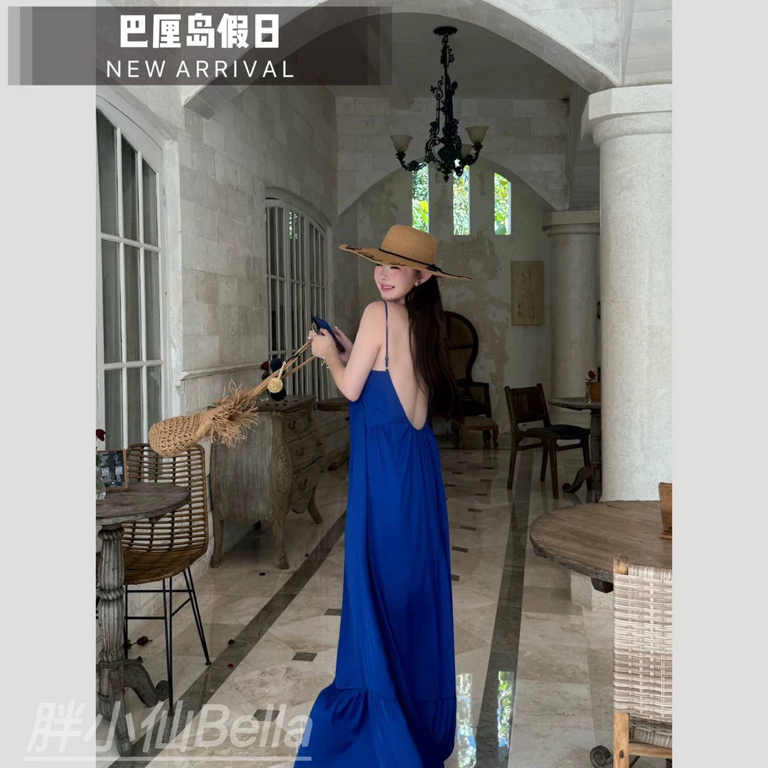 【胖小仙】<巴厘岛假日>度假风温柔气质亲肤微胖显瘦宽松吊带裙夏季