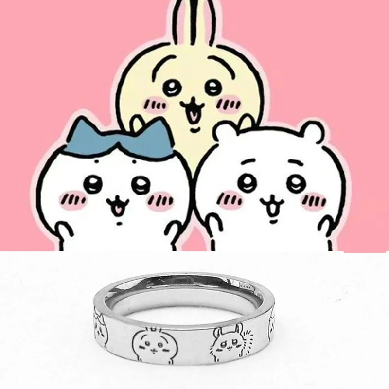 钛钢戒指 动漫chiikawa周边吉伊卡哇女款指小八不掉色ins尾戒男