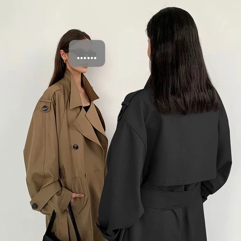 BAOYOE旧梦经典廓形双排扣大翻领中长款高级气质风衣外套女6651