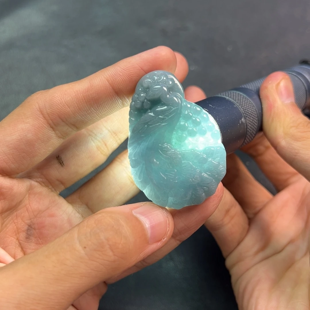 颈饰未镶嵌翡翠多样性海蓝之谜高端翡翠手工凤凰