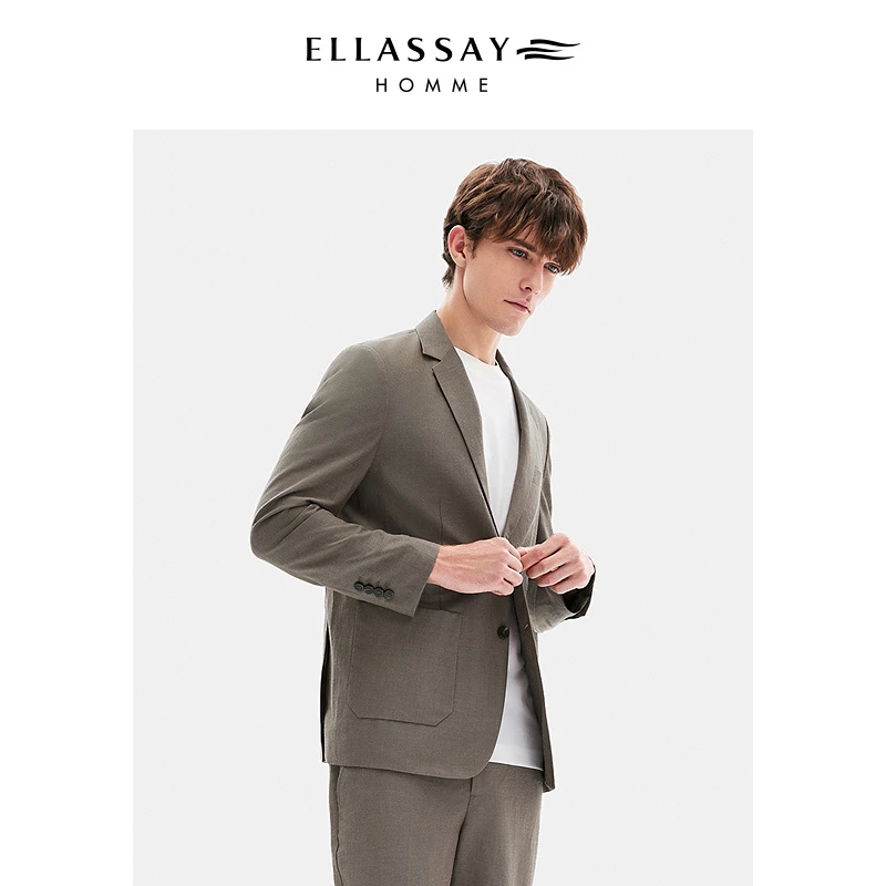 ELLASSAY歌力思男装麻羊毛三醋酸夏季轻薄透气西服 EME362T01300