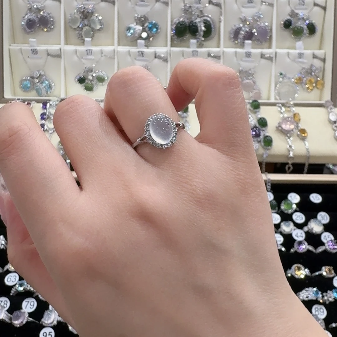 l****蛇纹石玉银S925镶嵌戒指