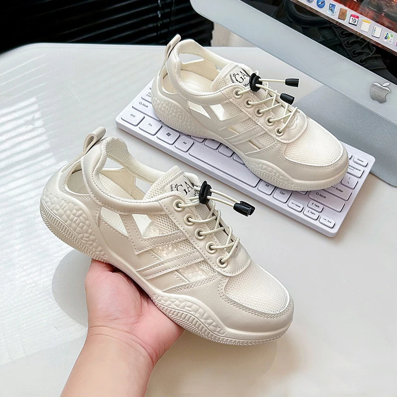 软底镂空透气运动鞋女2024夏款女鞋防滑舒适网面休闲鞋学生体育鞋