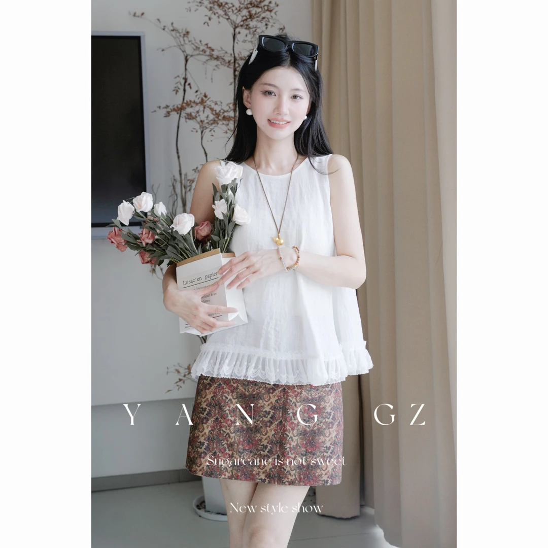 YANG GZ【点金枝】 新款复古印花高腰短款短裙女 GZ667013#A70417