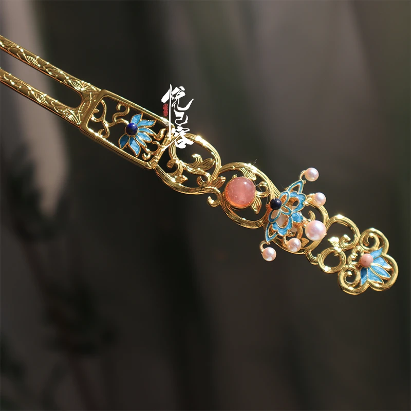 悦己容[闹蛾-发簪]复古风长钗汉服华丽发钗富贵复原项链头饰