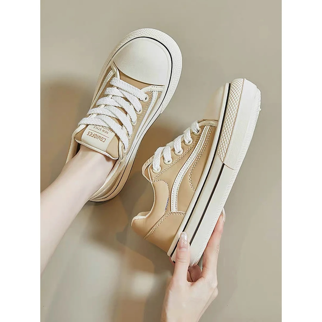 春夏皮面板鞋小白鞋运动休闲鞋厚底百搭学生潮鞋BR1101