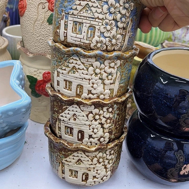 多肉绿植陶瓷花盆9.9包邮，有空