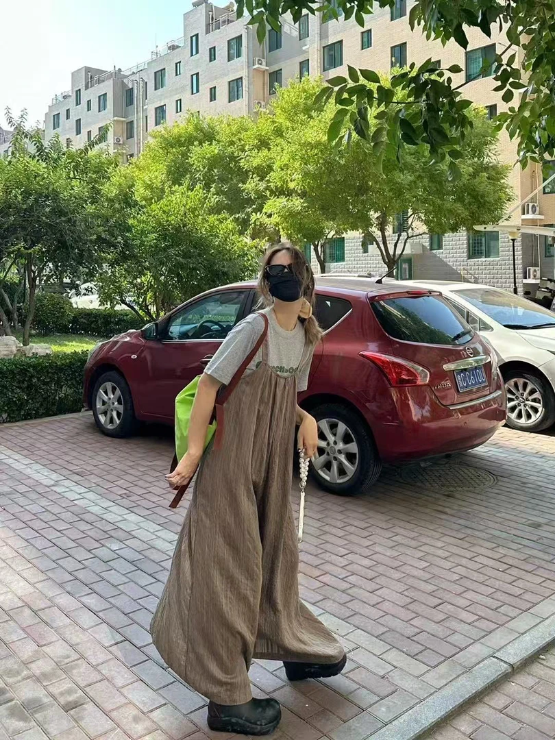 zeroglmind | 简素bx073宽松咖色背带裙716115