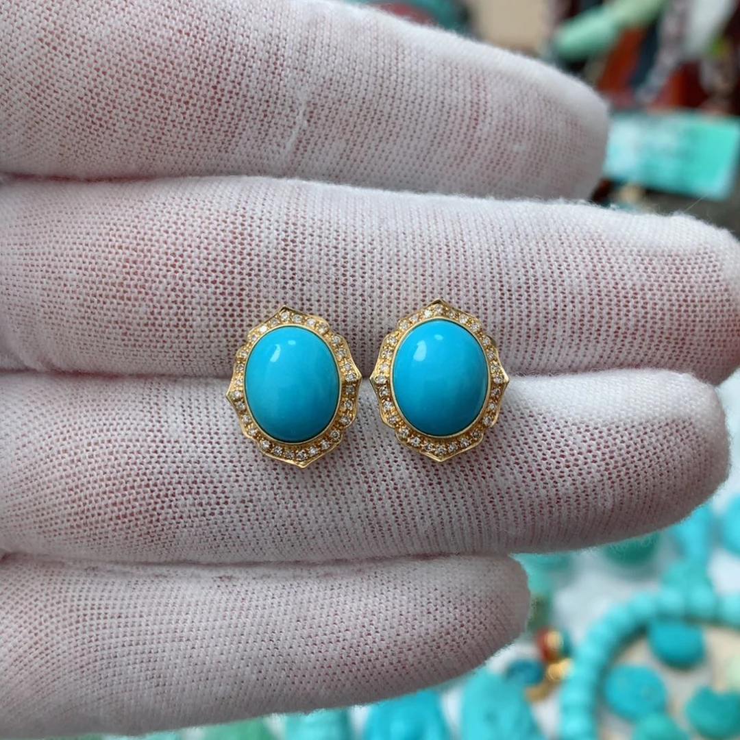 绿松石珠宝奇石18K金镶嵌