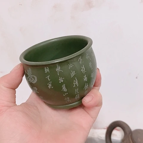 茶杯绿泥宜兴紫砂全手工制作
