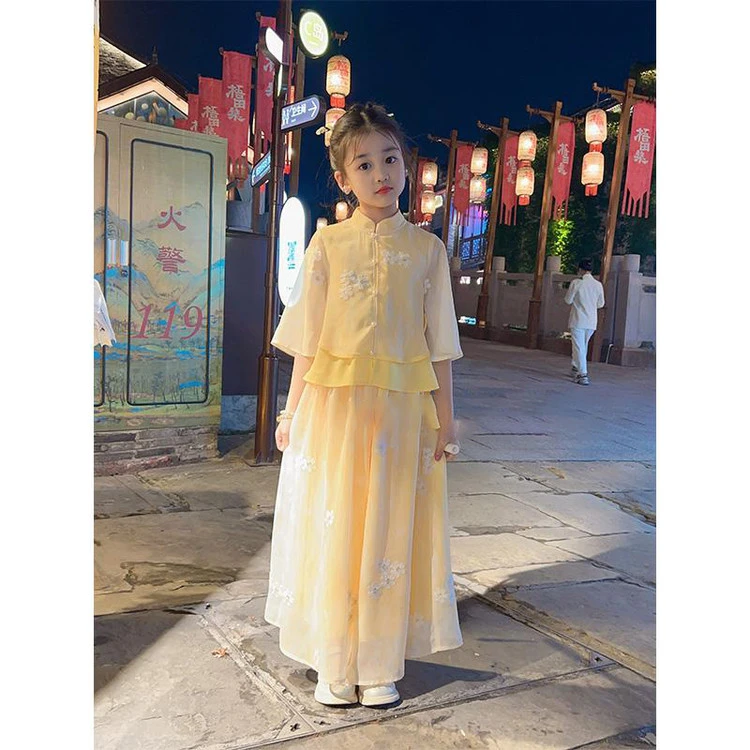 女童新中式套装夏装2025新款儿童超仙汉服女孩夏季国风两件套