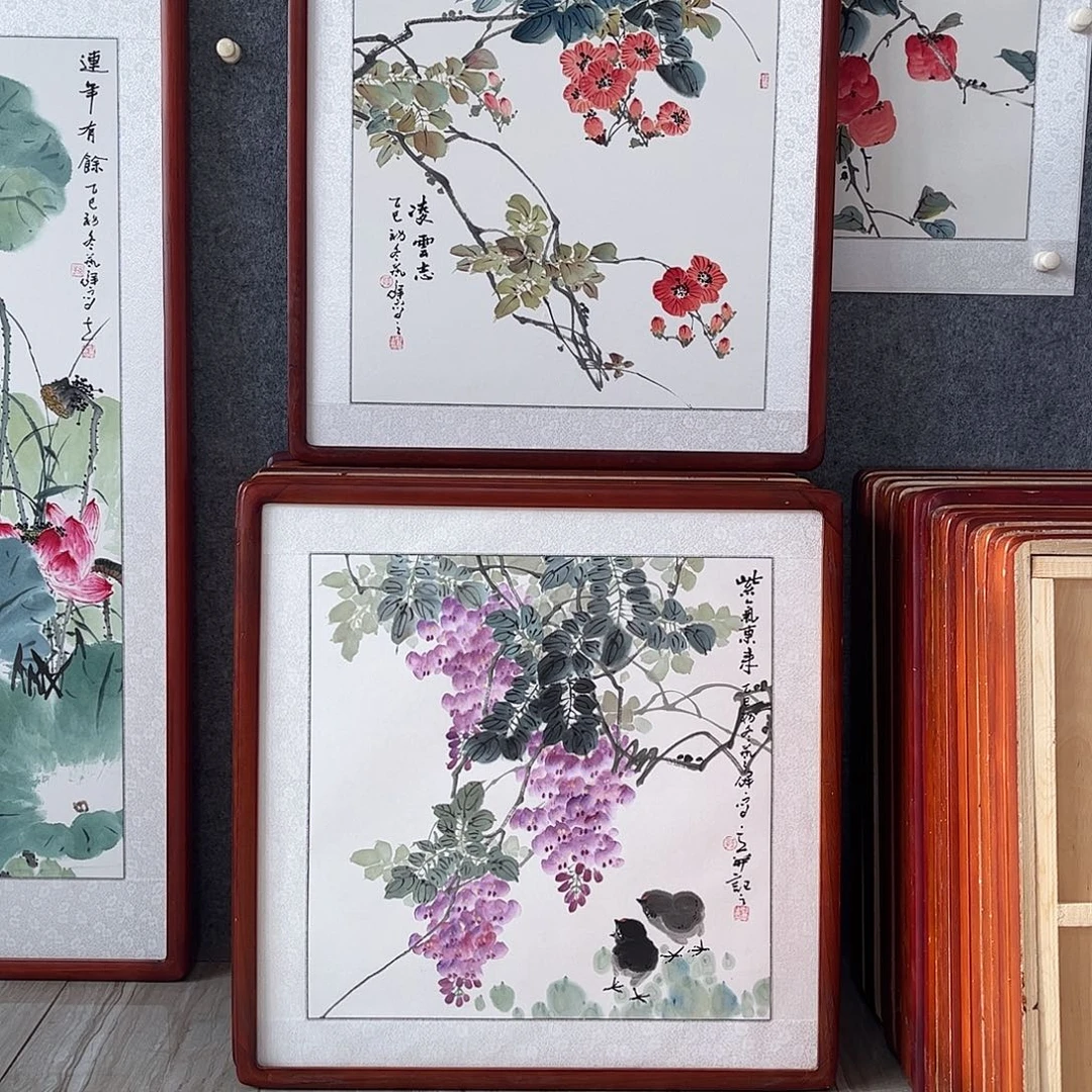 国画书画作品带框63×63
