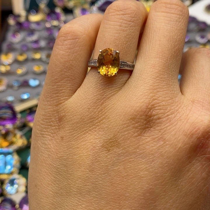 水晶戒指银S925镶嵌天然水晶戒指