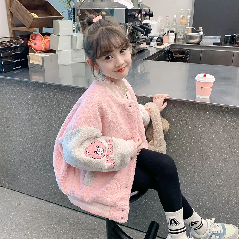 女童冬装新款2025新款女孩洋气卡通动漫秋装加厚毛毛衣外套HN8887