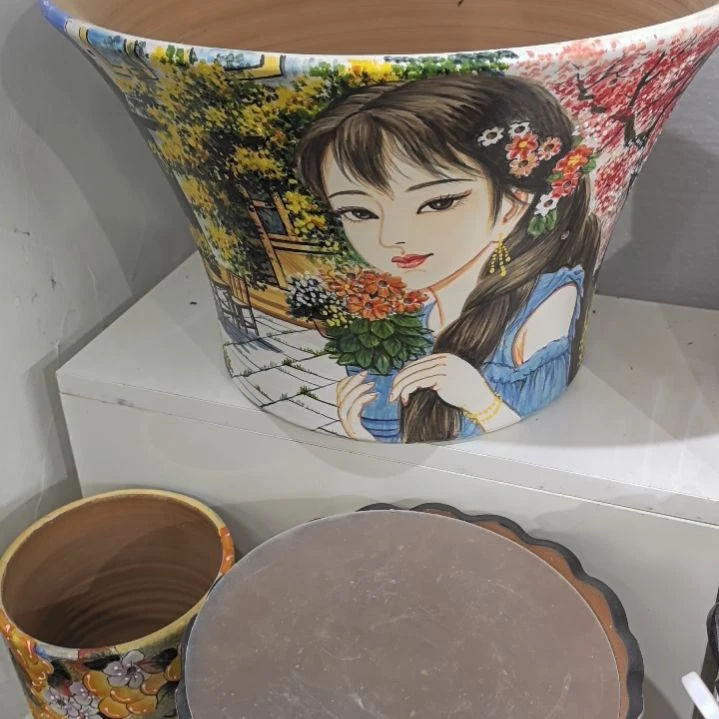 红泥花盆景德镇陶瓷