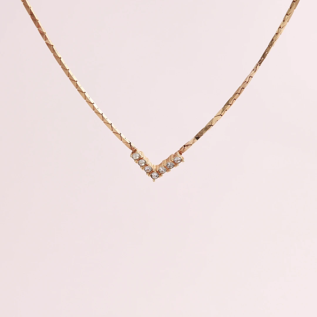 95新 DIOR/迪奥 V型水钻项链  /链长45cm/1400