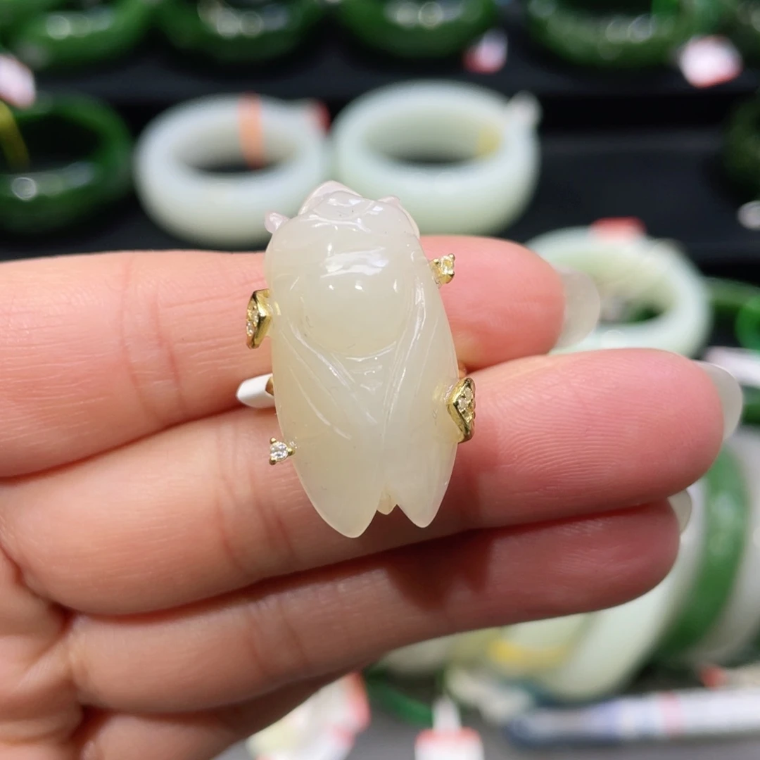 银S925镶嵌戒指和田玉