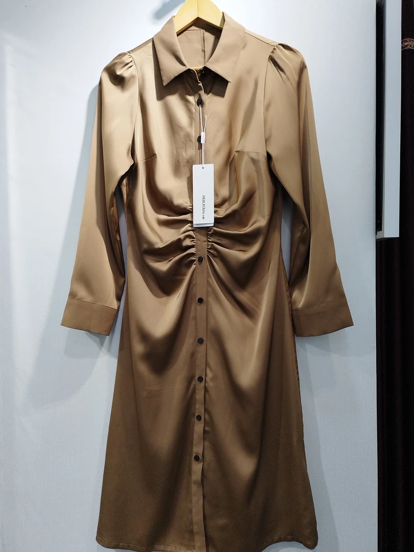 春季新款设计感收腰高级感气质衬衫连衣裙