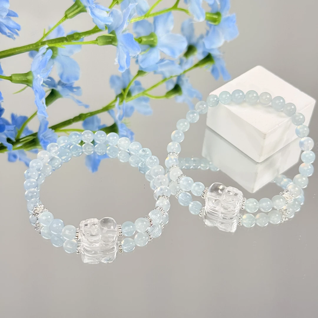 【马尔代夫】白水晶貔貅手串面小仙多样性发其一