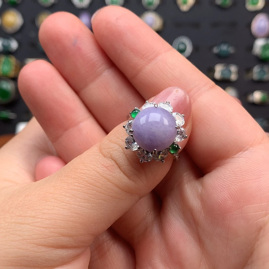 翡翠戒指银S925镶嵌杨**?戒指925