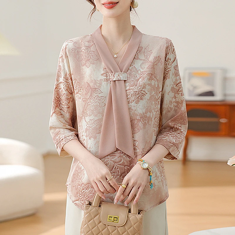 新中式夏季气质南韩软纱衬衫2025新款女夏季洋气国风小衫Y0019