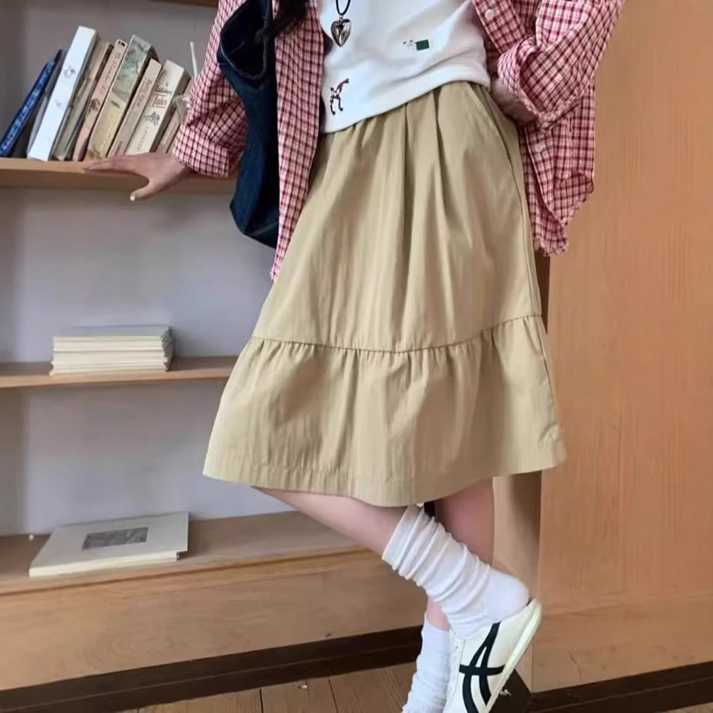 日系半身裙女春夏季2025年新款高级感学院风半裙高腰伞裙a字短裙
