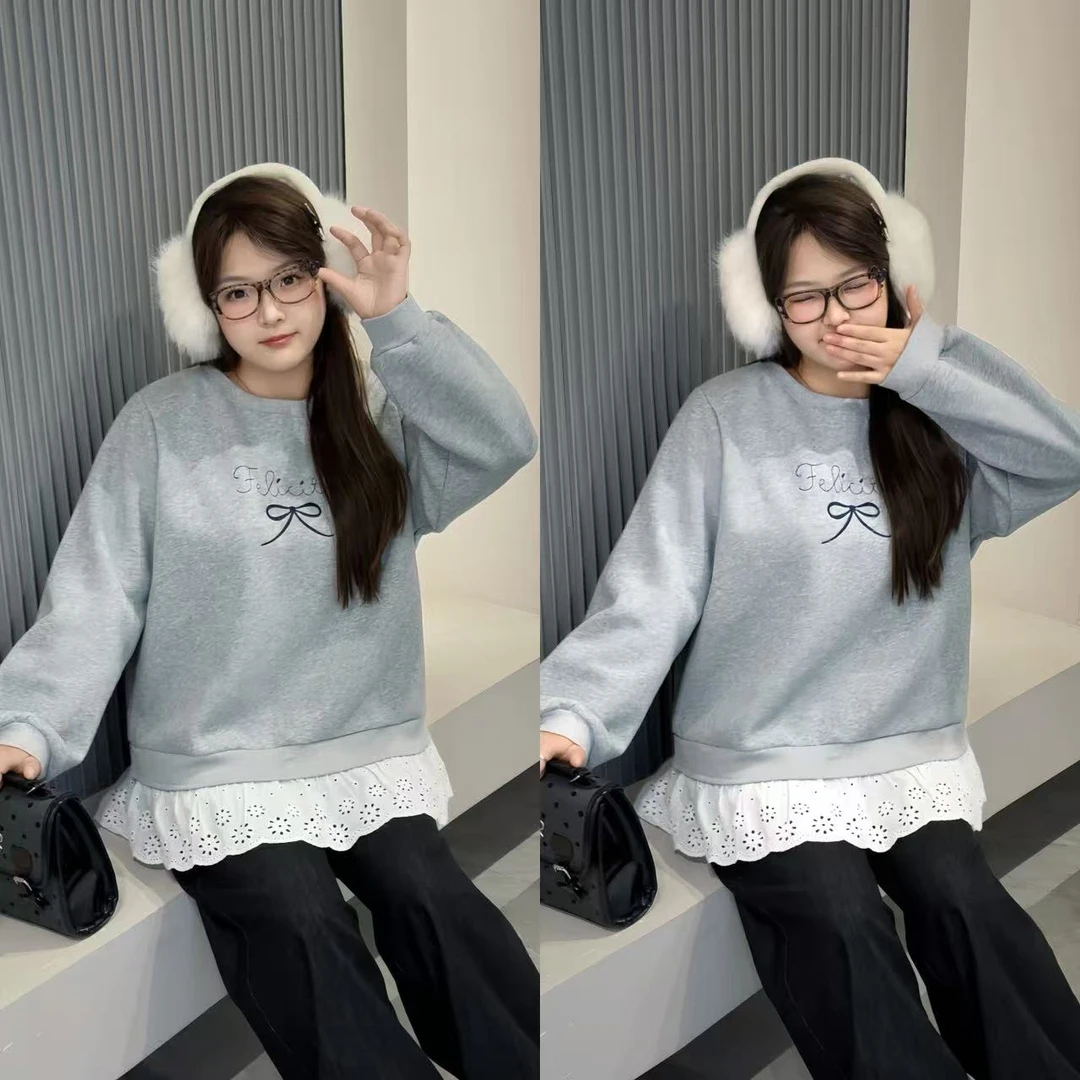 【小浮蝶】2025年冬季圆领卫衣春季刺绣百搭长袖保暖