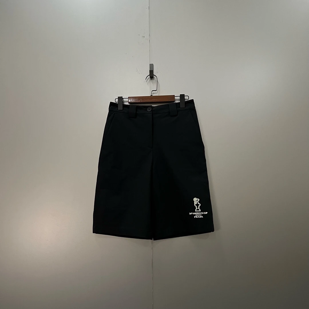 99新 Prada/普拉达 (bb)黑色印花logo短裤 S码/吊牌 bc000787