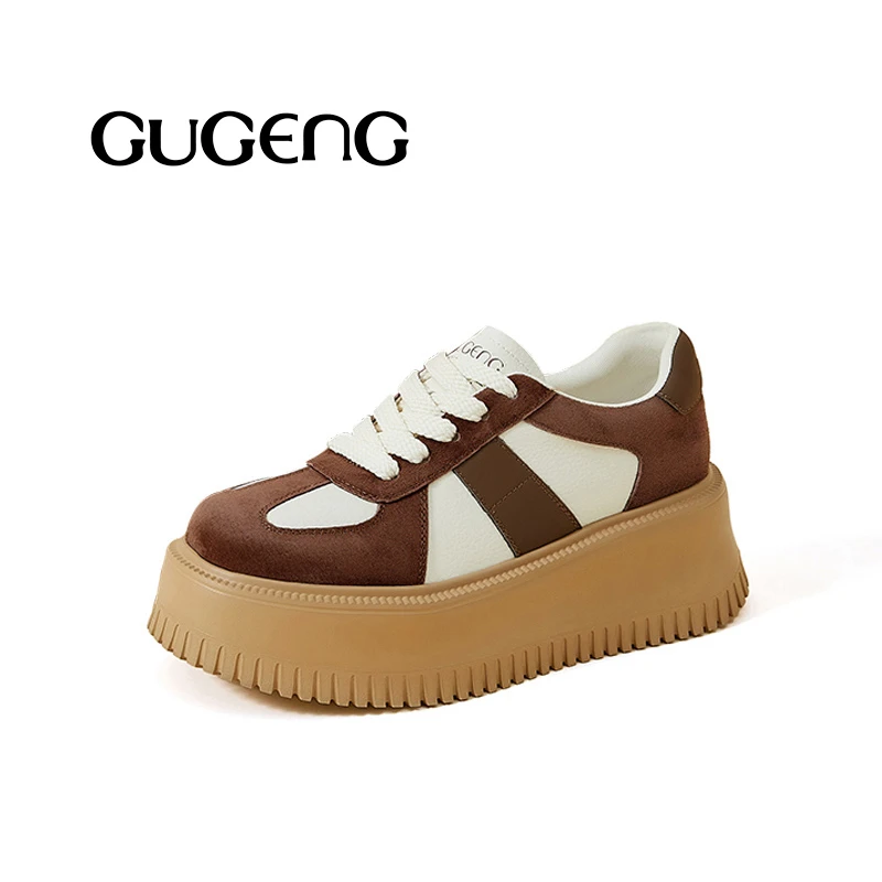 GUGENG/古耕时尚百搭休闲鞋女法式高能新款圆头平底小众复古女鞋