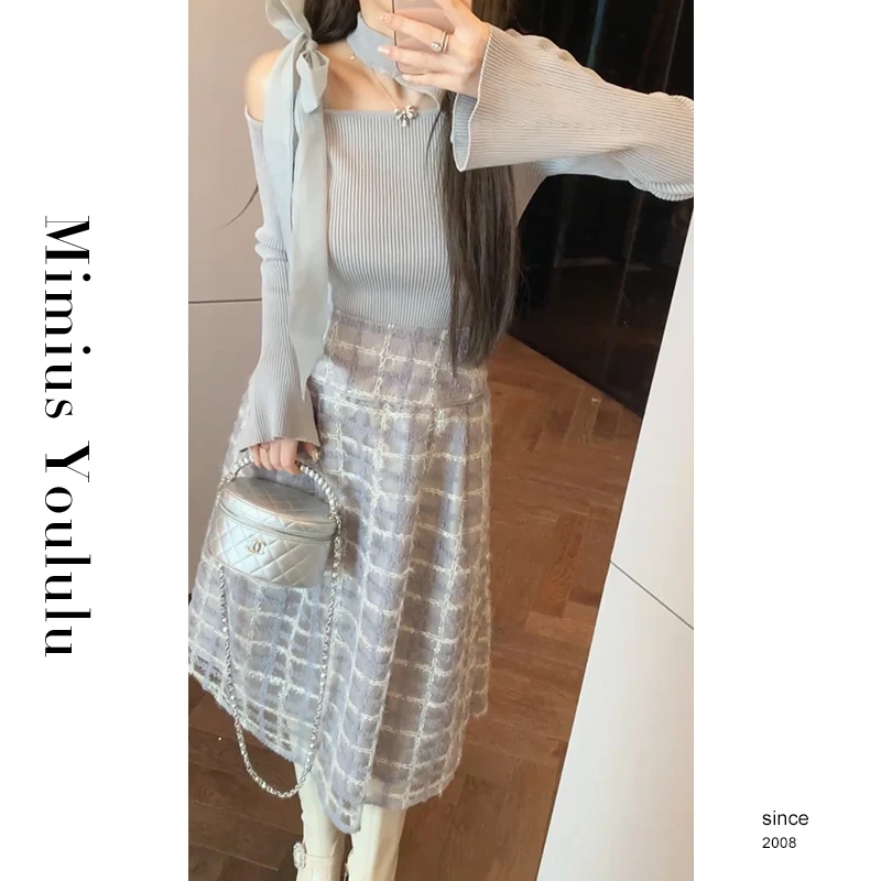 【mimius】&喵喵 25春夏露肩针织衫+半裙 汉服()F12228