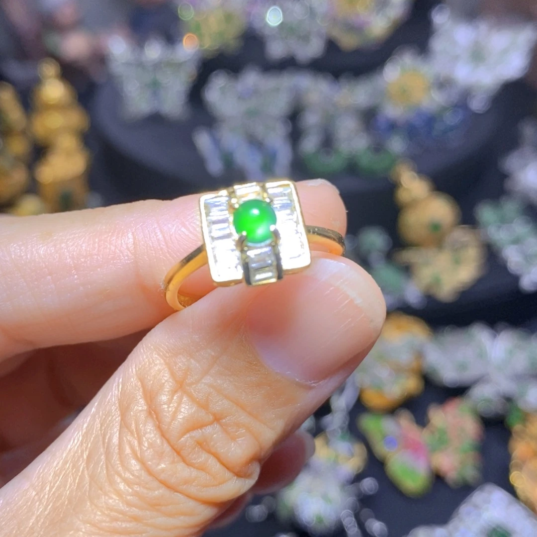 翡翠银S925镶嵌套链天然