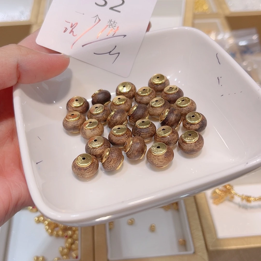 水晶珠宝半成品银S925镀金镶嵌32 。