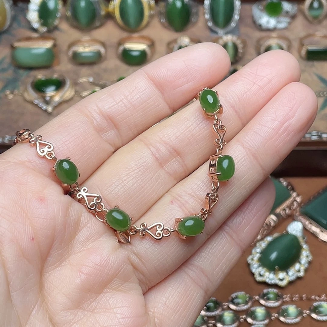 和田玉（碧玉）未镶嵌吊坠(不含链)手链