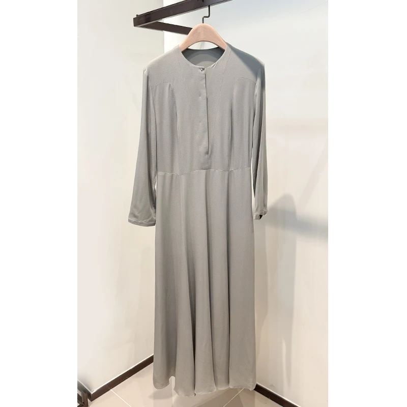 原单非市面货！GD 绿双层重磅鬼皱真丝连衣裙A145