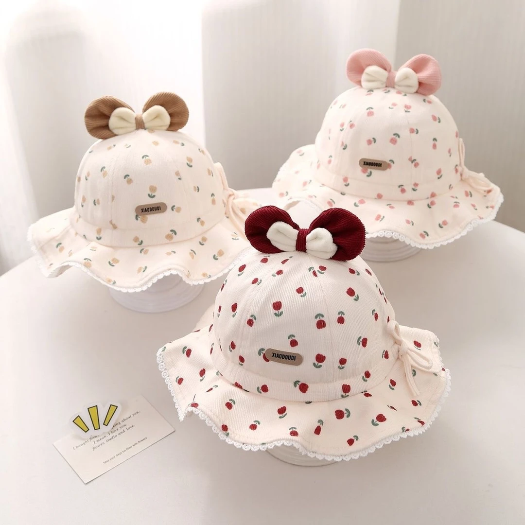 婴儿帽子0-1岁薄款女宝宝洋气纯棉婴幼儿新款外出儿童盆帽渔夫帽