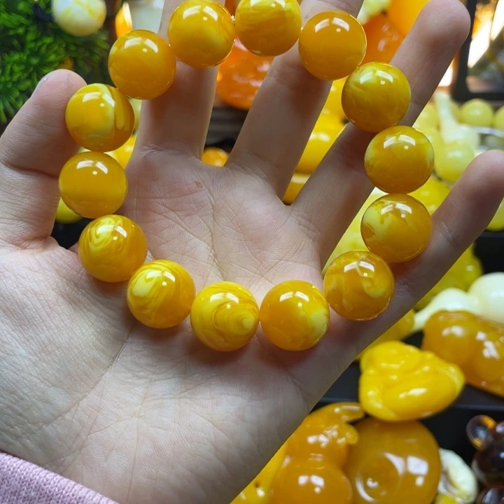 一***树脂纯铜16尺寸老蜡手串