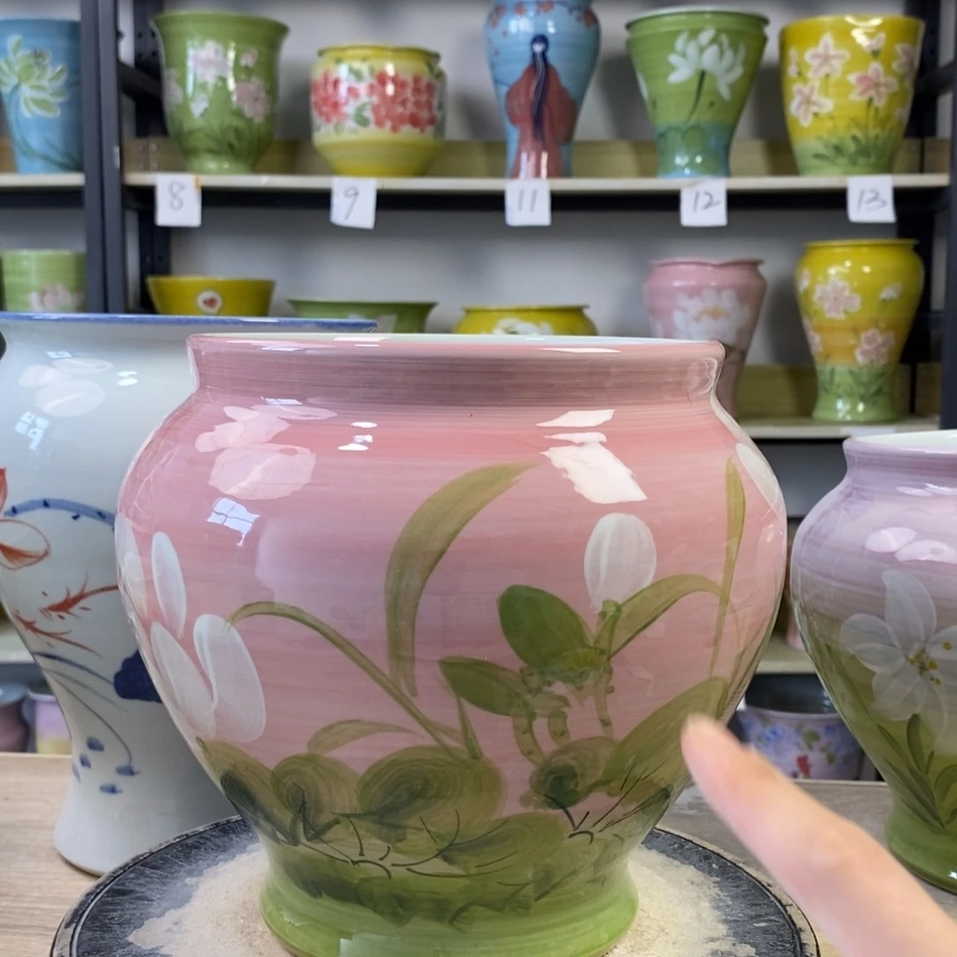 景德镇手工手绘陶瓷花盆