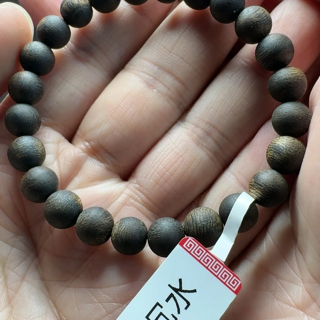 沉香手串浮***ゞ奇楠沉水圆珠单圈