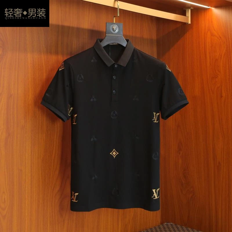欧货高端刺绣短袖polo衫男士2025夏季丝光棉半袖青年商务修身T恤