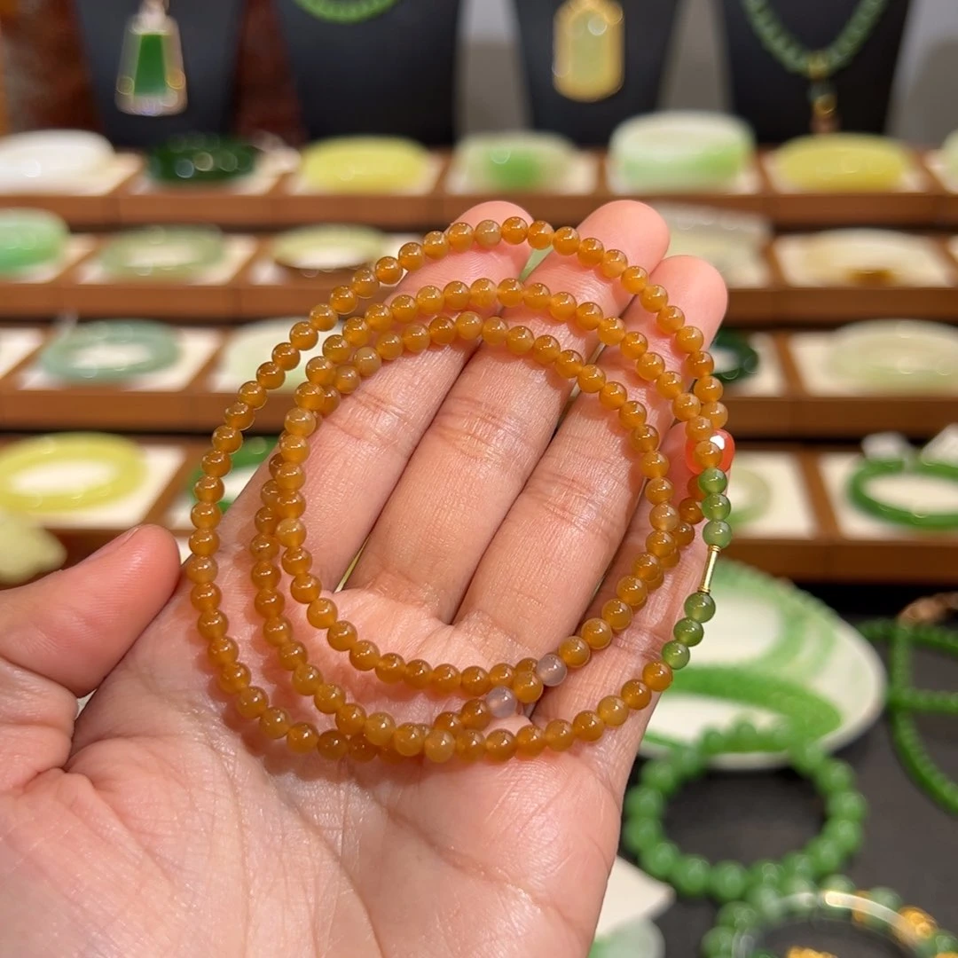 和田玉手串未镶嵌新疆且末糖