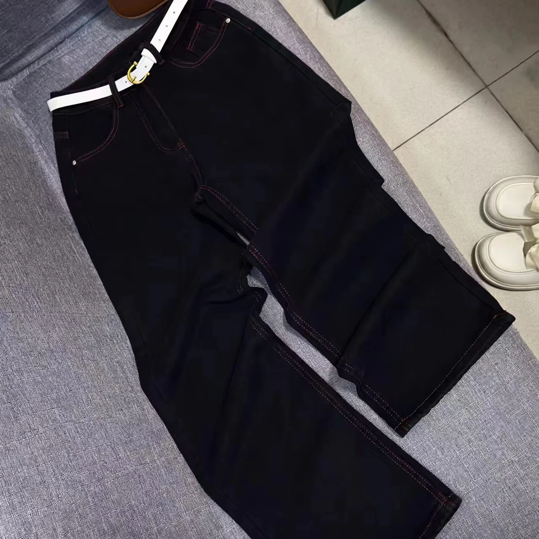 黑色牛仔裤女2025春秋季新款高腰显瘦直筒宽松阔腿长裤宽松直筒裤